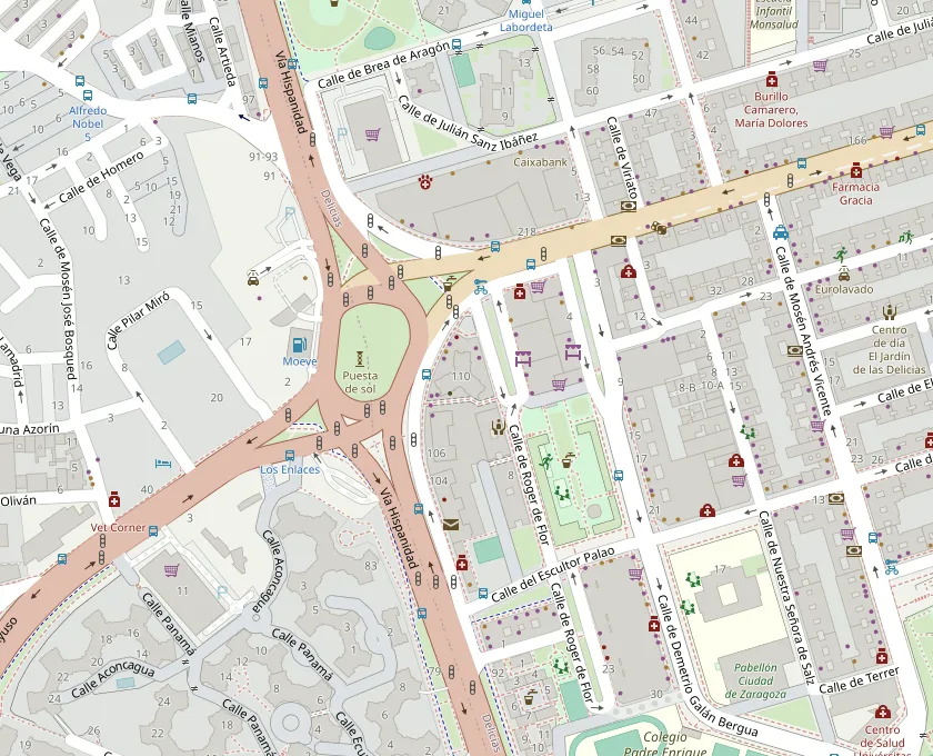 Mapa de la Clínica Dental Dra. Rut Marín: Vía Hispanidad 110, Local 4, 50017 Zaragoza